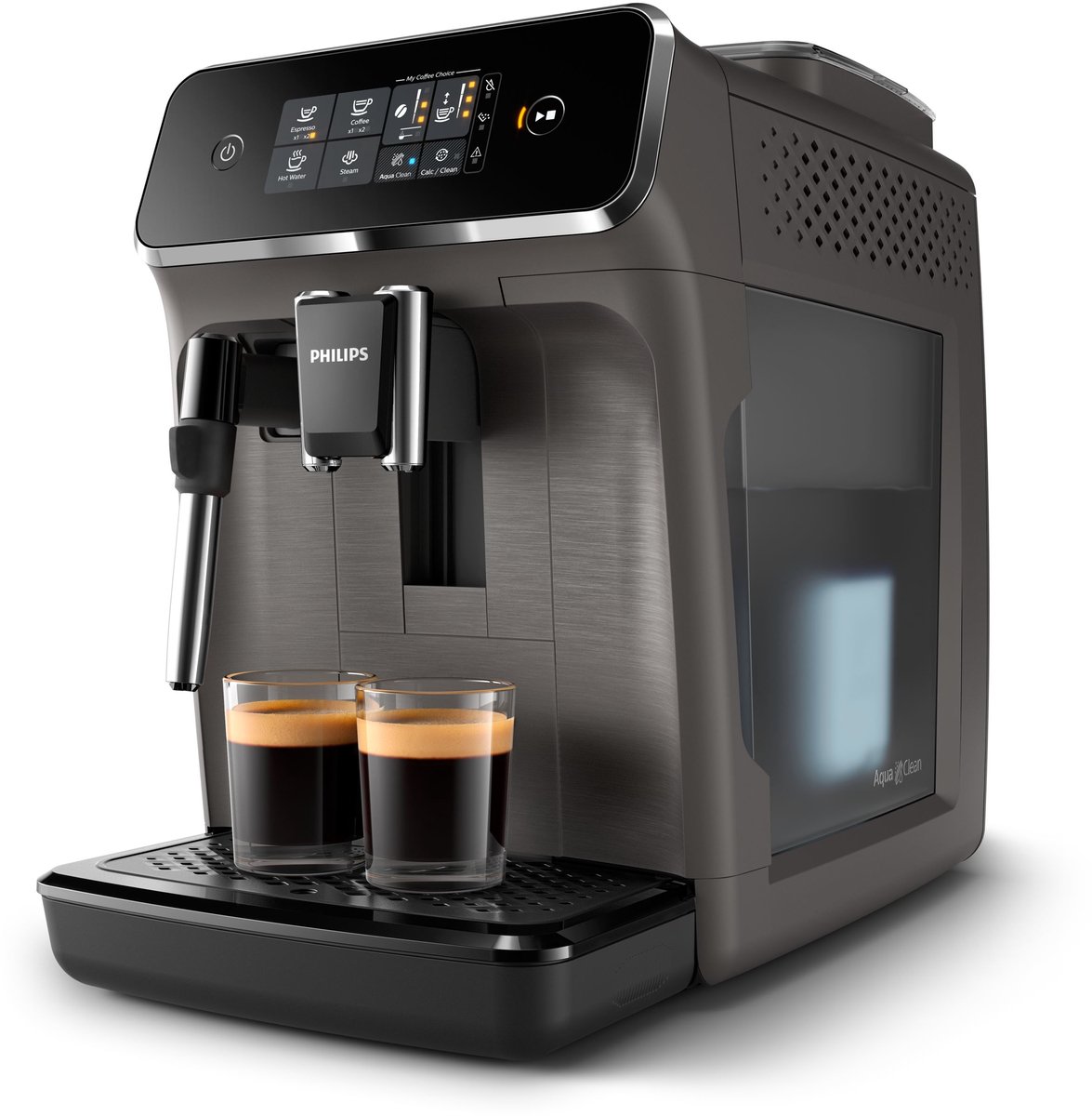 De Philips 2200 Series EP2224/10 Espressomachine Kasjmiergrijs in één oogopslag