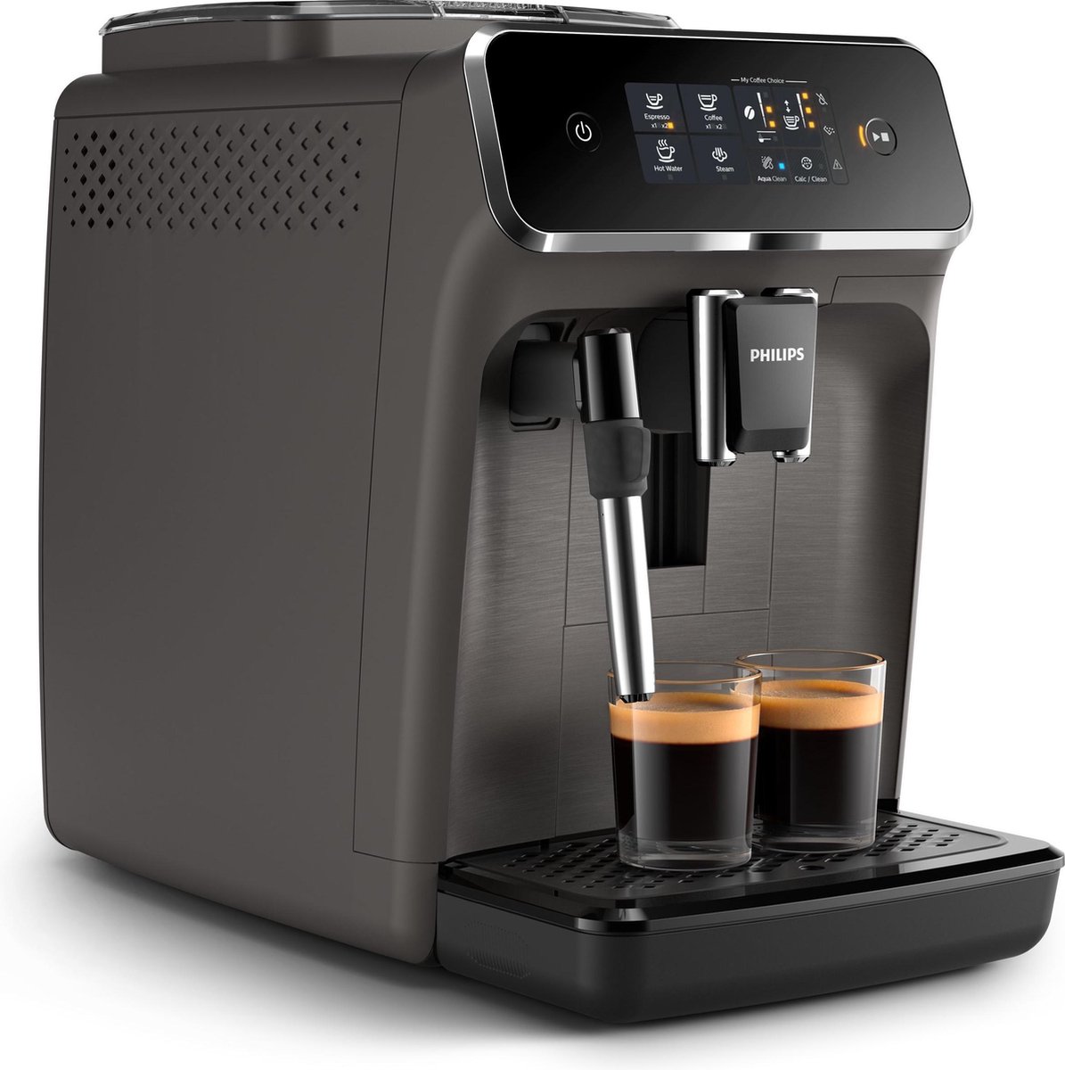 Wat vinden we goed aan de Philips 2200 Series EP2224/10 Espressomachine Kasjmiergrijs
