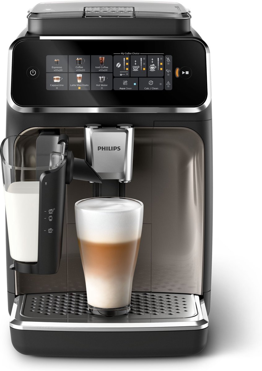 De Philips 3300 Series LatteGo EP3347/90 Espressomachine Zwart Chroom in één oogopslag