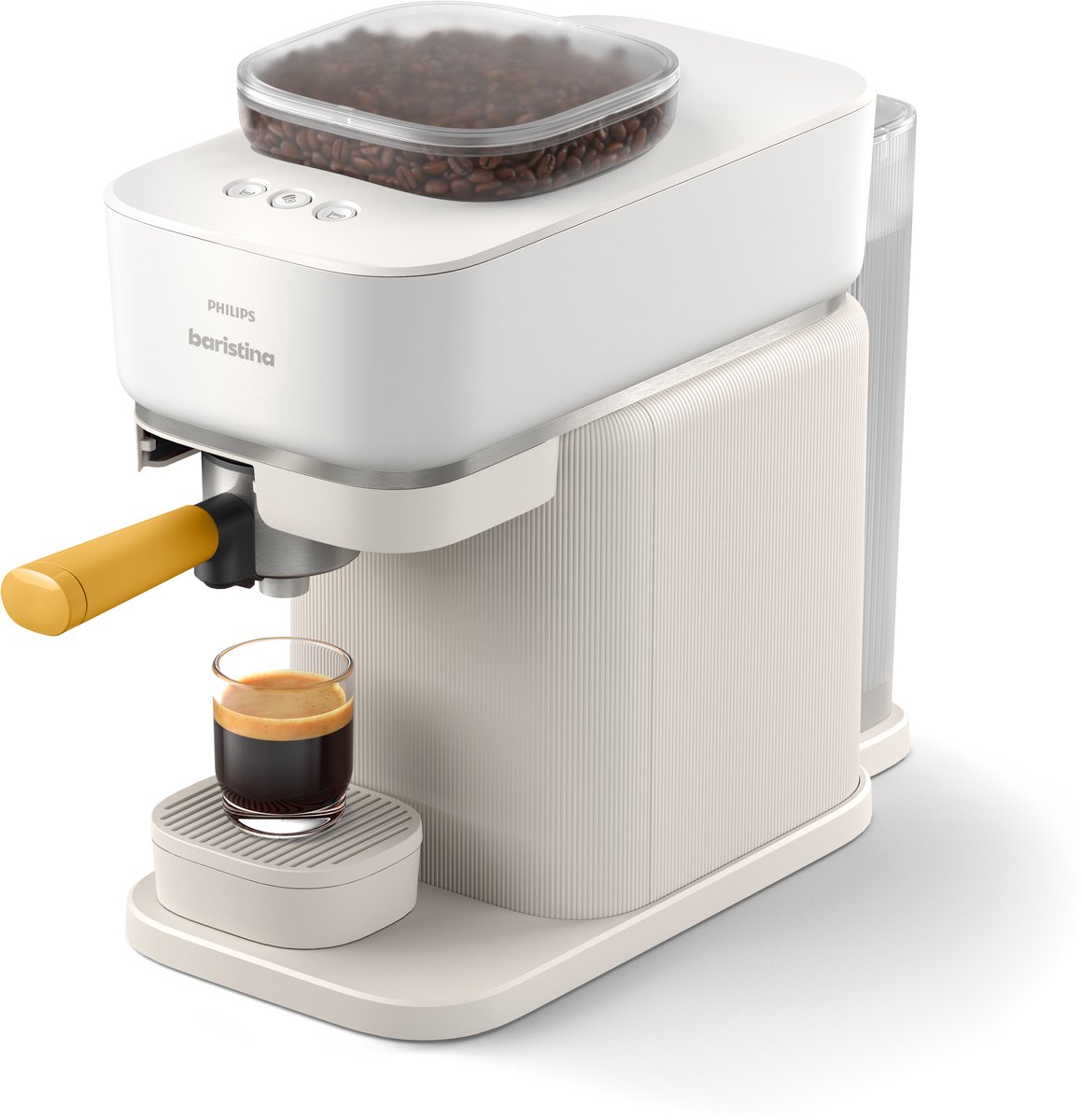Wat vinden we goed aan de Philips Baristina + Melkopschuimer BAR303/00 Espressomachine Wit