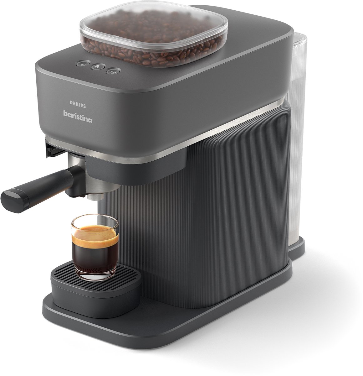 Wat vinden we goed aan de Philips Baristina + Melkopschuimer BAR303/60 Espressomachine Zwart