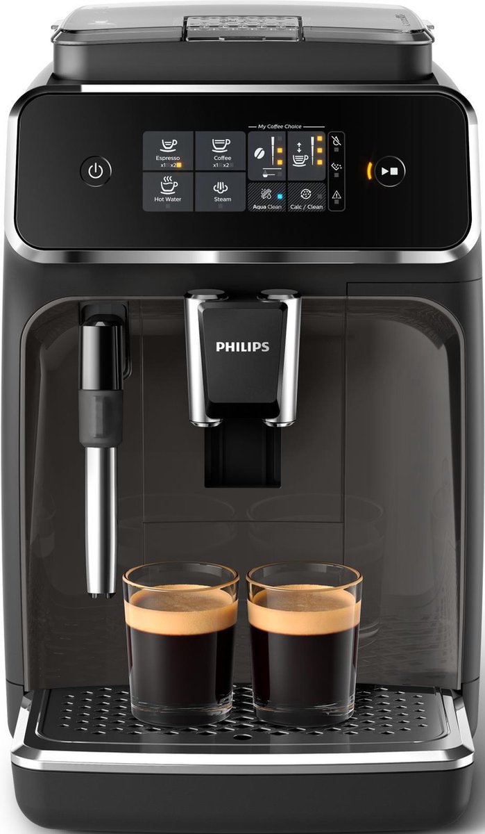 De Philips EP2224/40 2200 Serie Espressomachine Zwart/Grijs RVS in één oogopslag