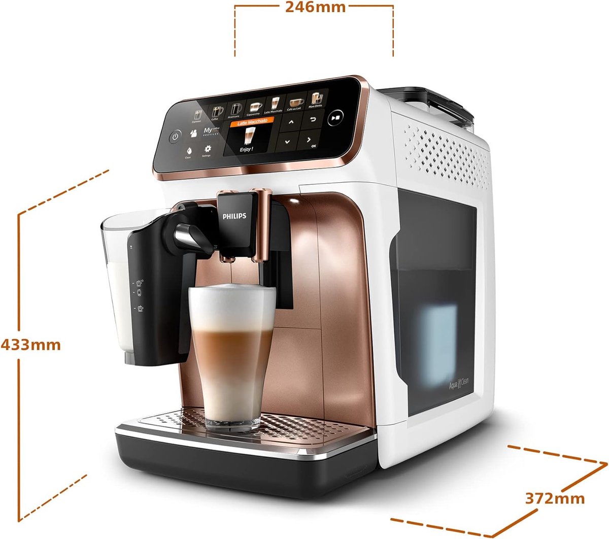 Wat vinden we goed aan de Philips EP5443/70 Volautomatische Espressomachine 1,8L