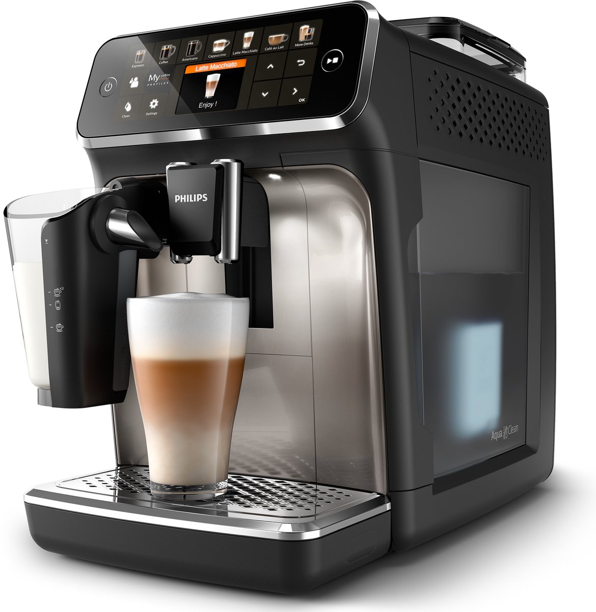 De Philips EP5447/90 5400 Series Espressomachine Zwart in één oogopslag