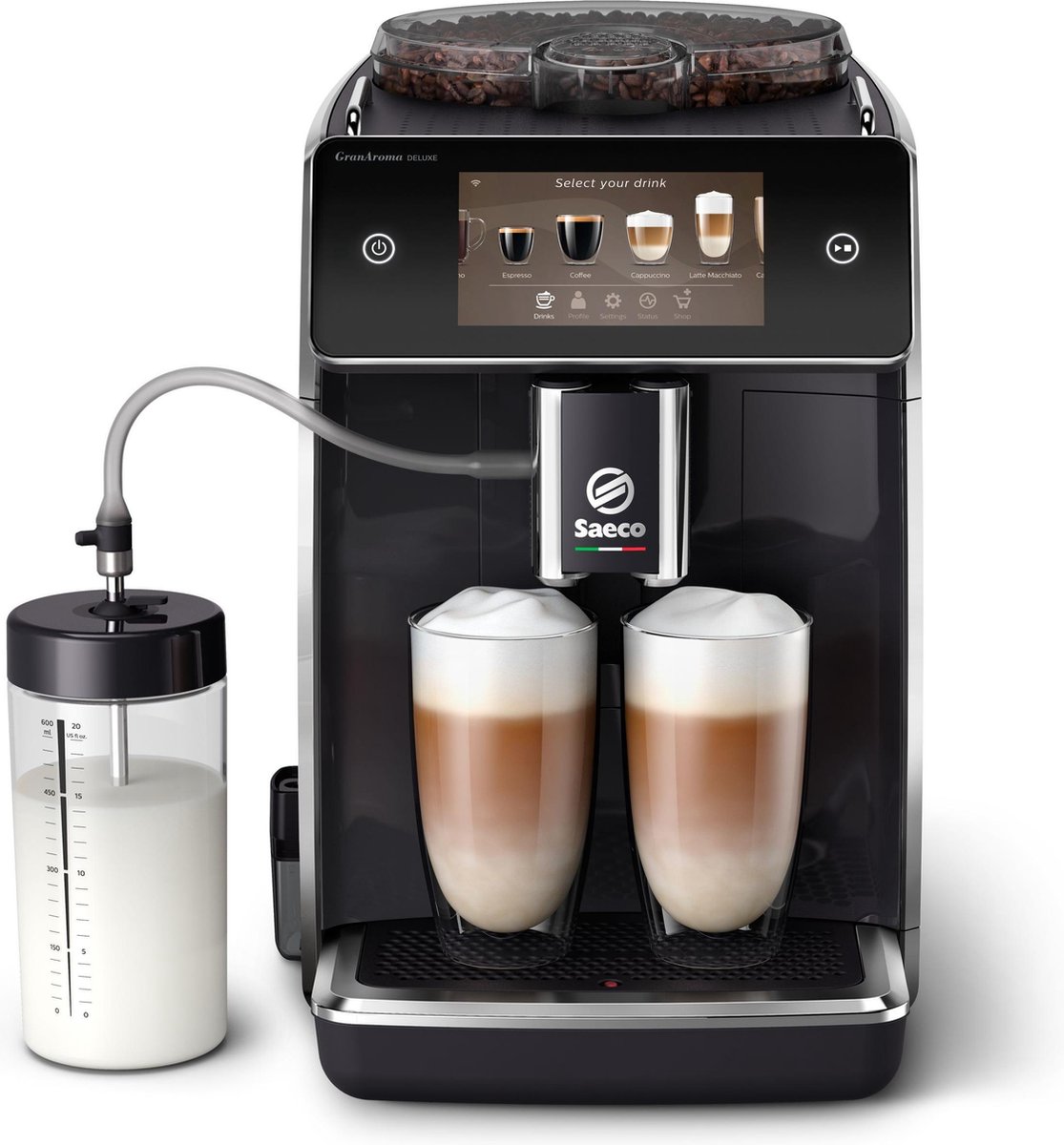 De Philips Saeco GranAroma Deluxe SM6680/00 Espressomachine Zwart/RVS in één oogopslag