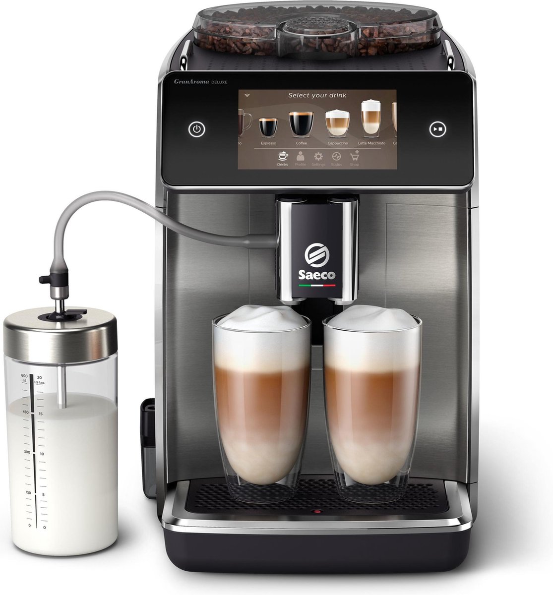 De Philips Saeco GranAroma Deluxe SM6685/00 Espressomachine Zilver RVS in één oogopslag