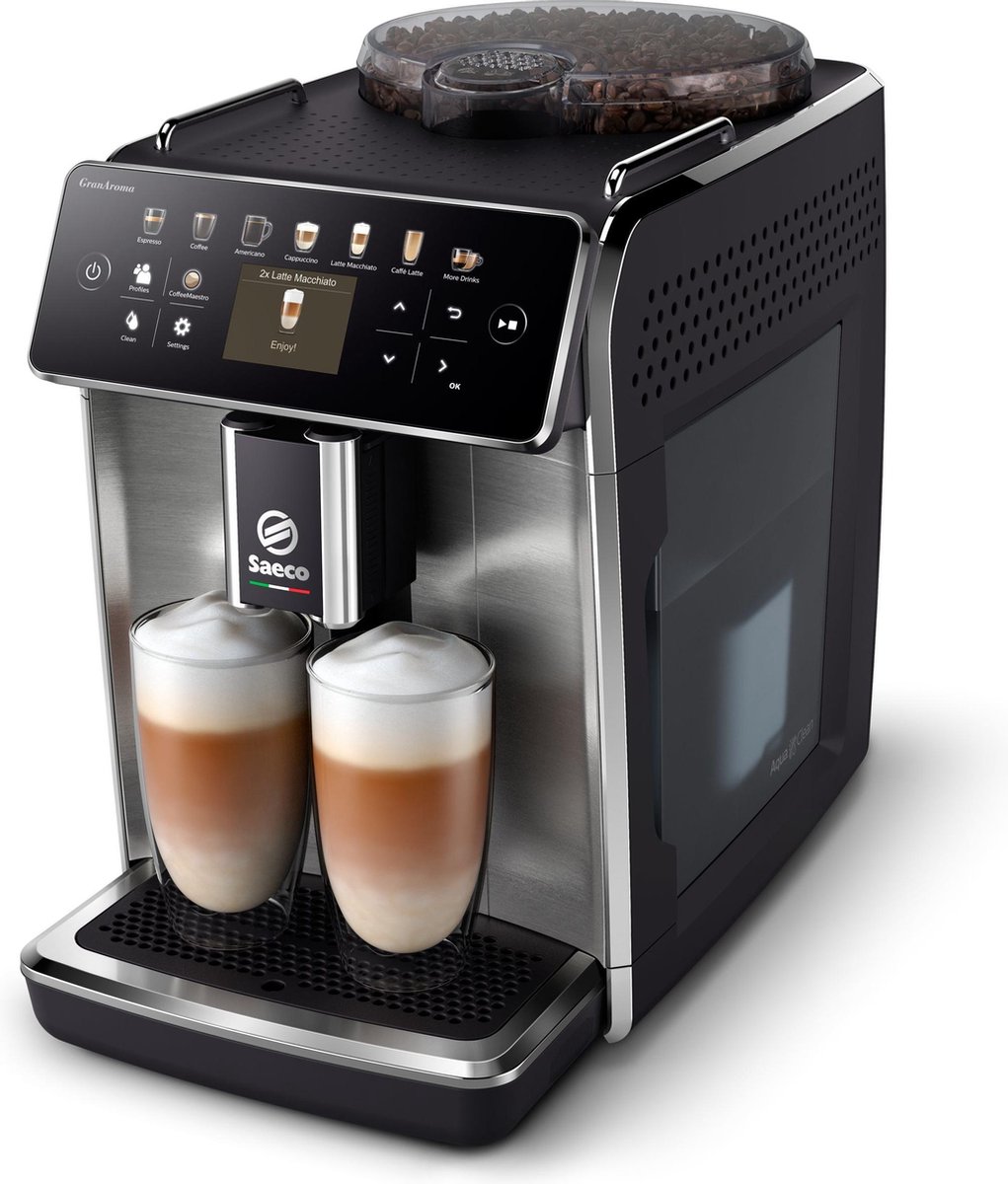 De Philips Saeco GranAroma SM6585/00 Espressomachine Zilver RVS in één oogopslag