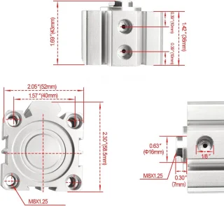 Pneumatische aluminium luchtcilinder 10x40 mm dubbelwerkend