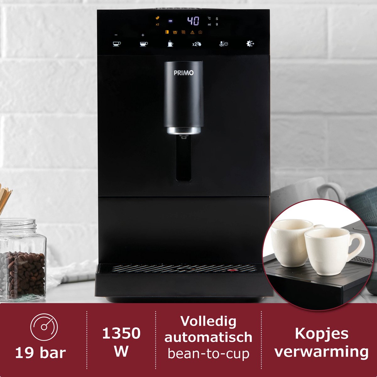 Wat vinden we goed aan de PRIMO PR600K Volautomatische Espressomachine Zwart