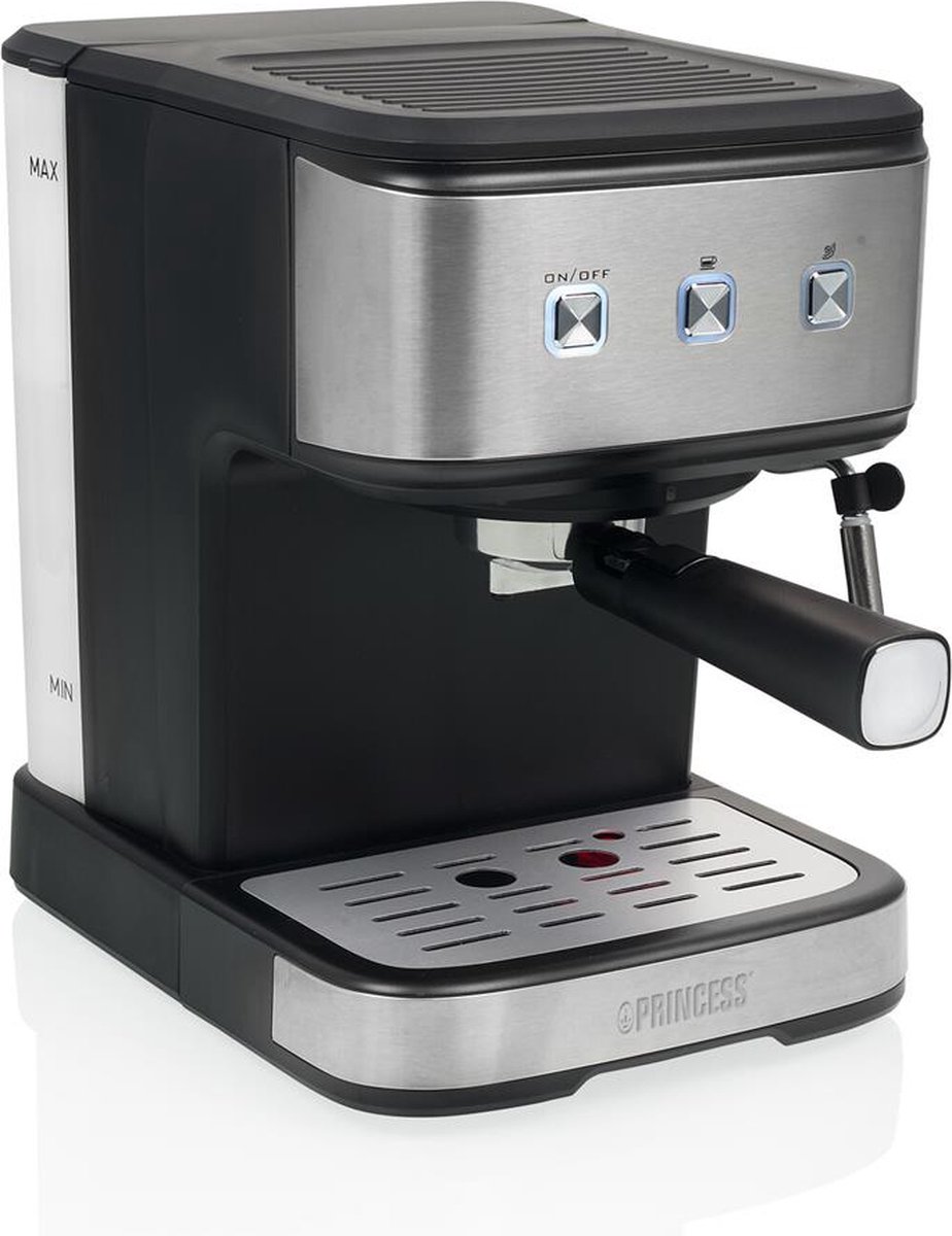 De Princess 249441 Espresso Koffiezetapparaat RVS in één oogopslag