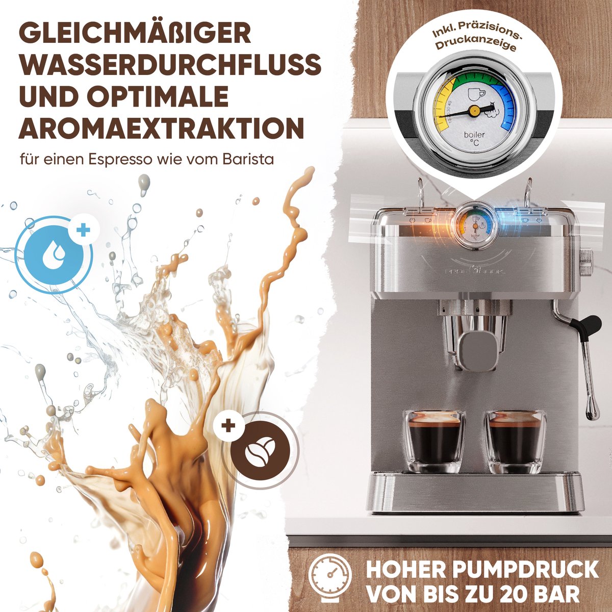 Wat vinden we goed aan de ProfiCook ES-KA 1267 Espresso koffiemachine 2-in-1