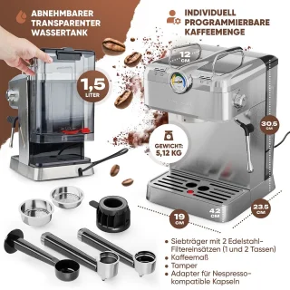 ProfiCook ES-KA 1267 Espresso koffiemachine 2-in-1
