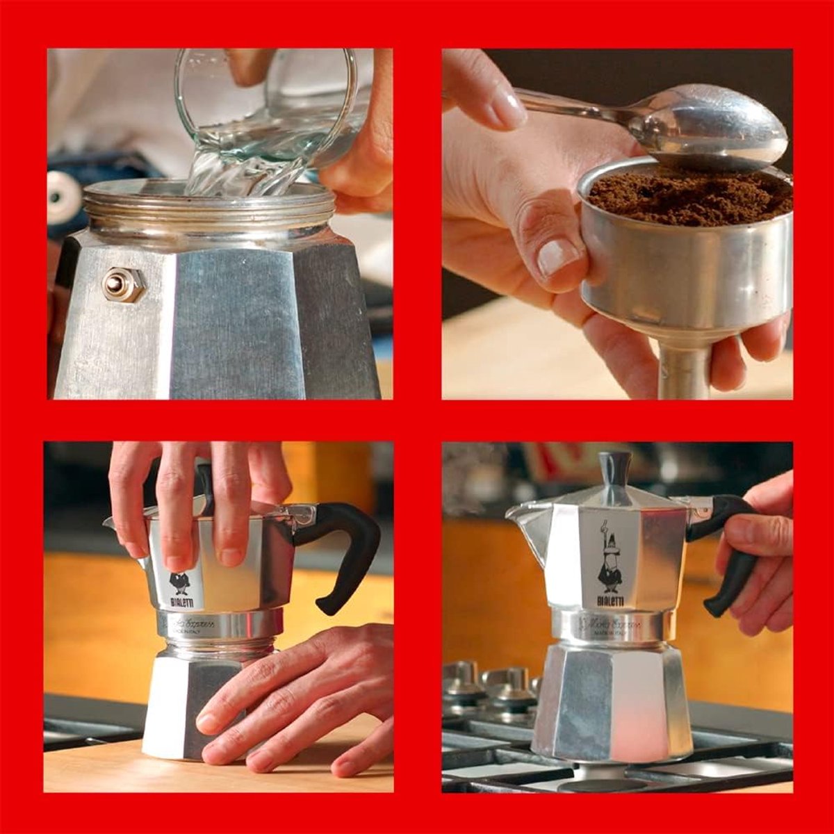 RFWR® Espressomachine Aluminium Zilver 1 Kopje