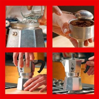 RFWR® Espressomachine Aluminium Zilver 1 Kopje