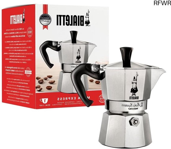 RFWR® Espressomachine Aluminium Zilver 1 Kopje
