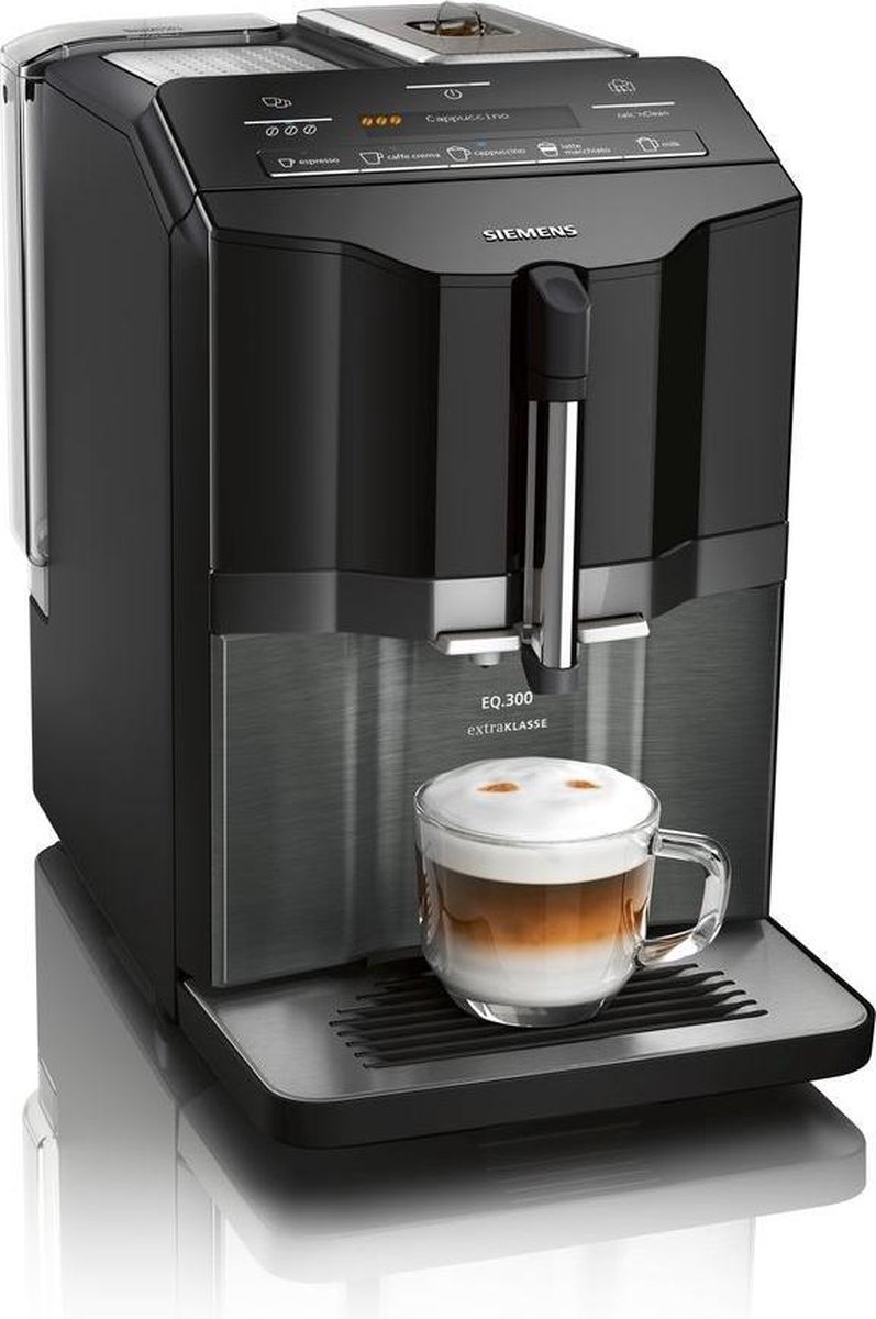De Siemens EQ.300 extraKlasse TI355F09DE Volautomatische espressomachine Zwart in één oogopslag