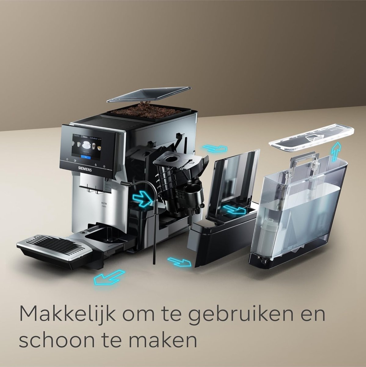 Wat vinden we goed aan de Siemens EQ700 TP715R01 espressomachine Morning Haze