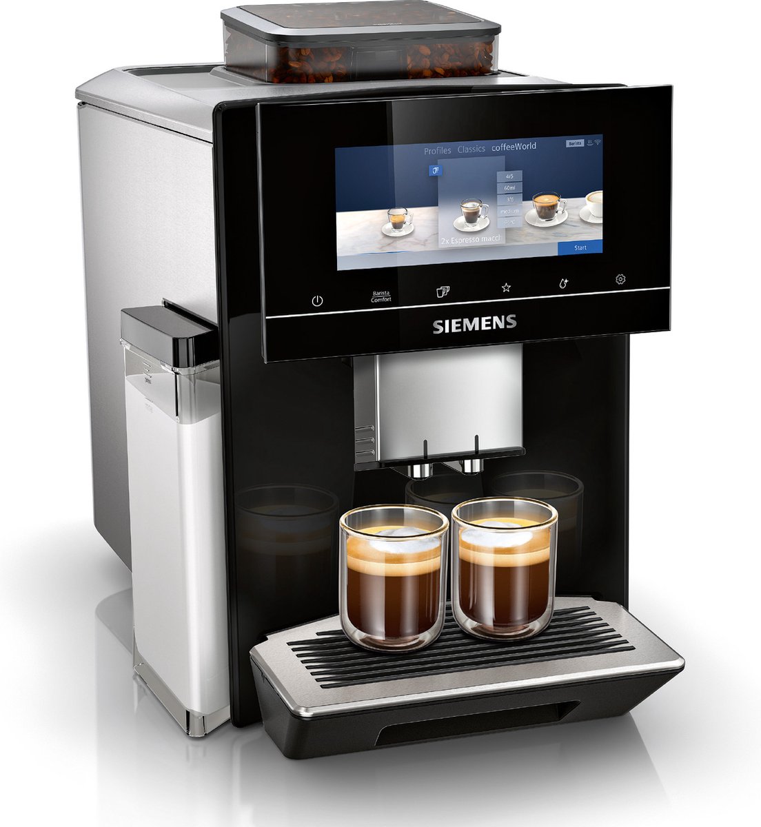 De Siemens EQ900 TQ905R09 volautomatische espressomachine zwart/rvs in één oogopslag