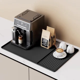 Silicone koffiemachine mat, 40x60 cm, zwart