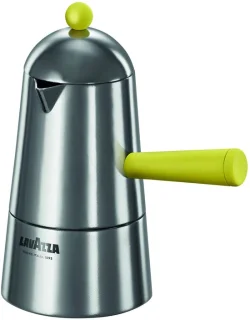 Solidchoice aluminium espressomachine met gele handgreep voor 2 tassen
