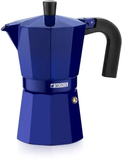 Solidchoice Monix aluminium espressomachine voor 6 kopjes kobaltblauw