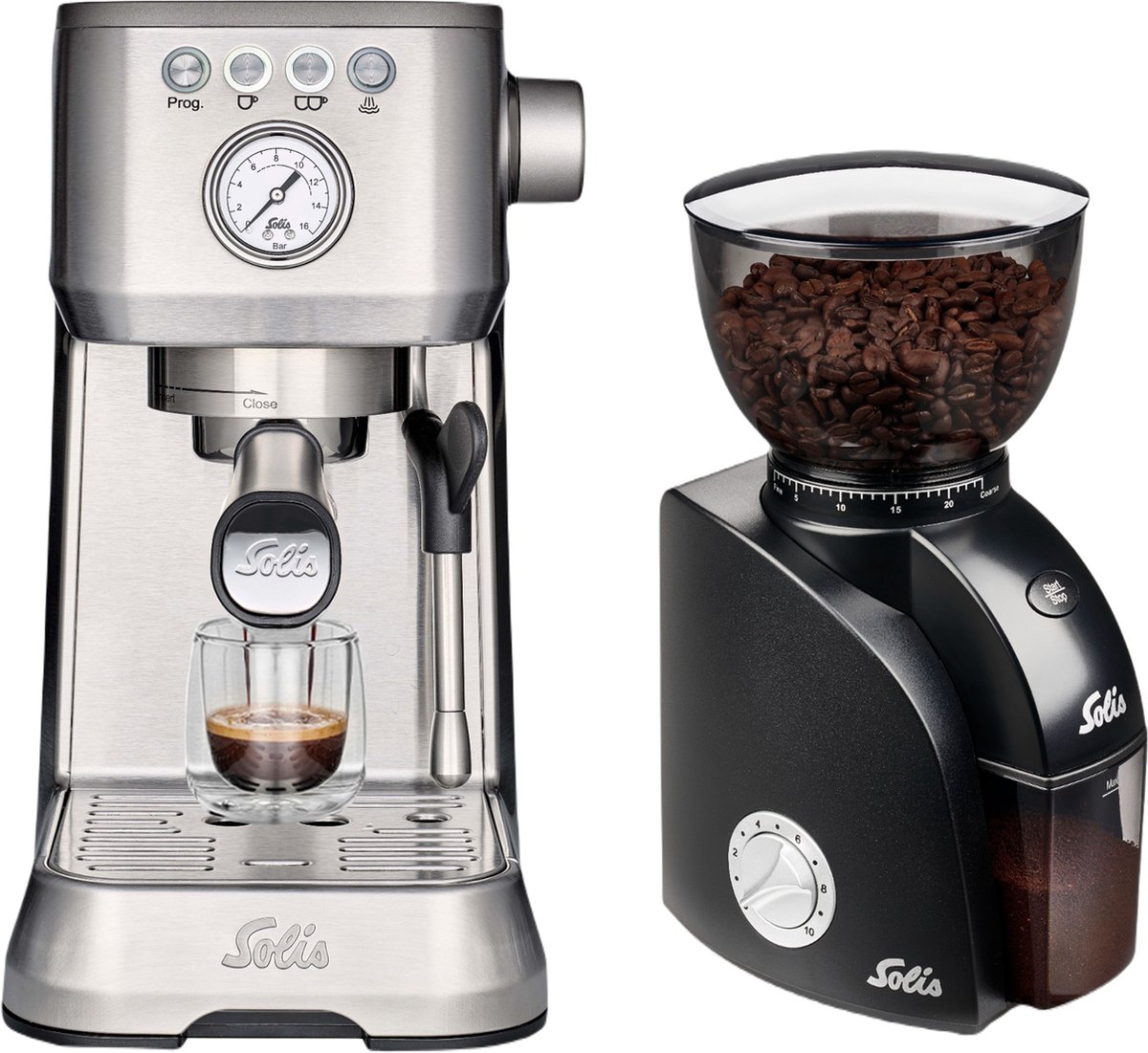 De Solis Barista Perfetta Plus 1170 Pistonmachine & Scala Zero Static 1662 Koffiemolen Zilver in één oogopslag