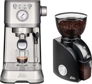 Solis Barista Perfetta Plus 1170 Pistonmachine & Scala Zero Static 1662 Koffiemolen Zilver