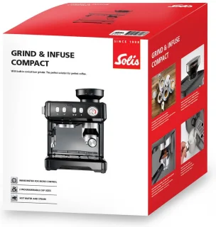 Solis Grind & Infuse Compact 1018 Espressomachine RVS Zwart