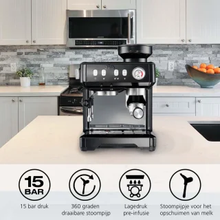 Solis Grind & Infuse Compact 1018 Espressomachine RVS Zwart