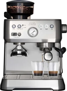 Solis Perfetta 1019 Pistonmachine met Bonenmaler Zilver