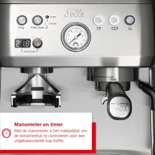 Solis Perfetta 1019 Pistonmachine met Bonenmaler Zilver