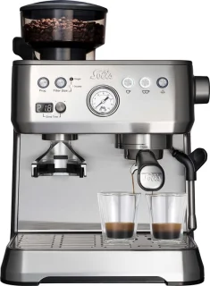 Solis Perfetta 1019 Pistonmachine met Bonenmaler Zilver