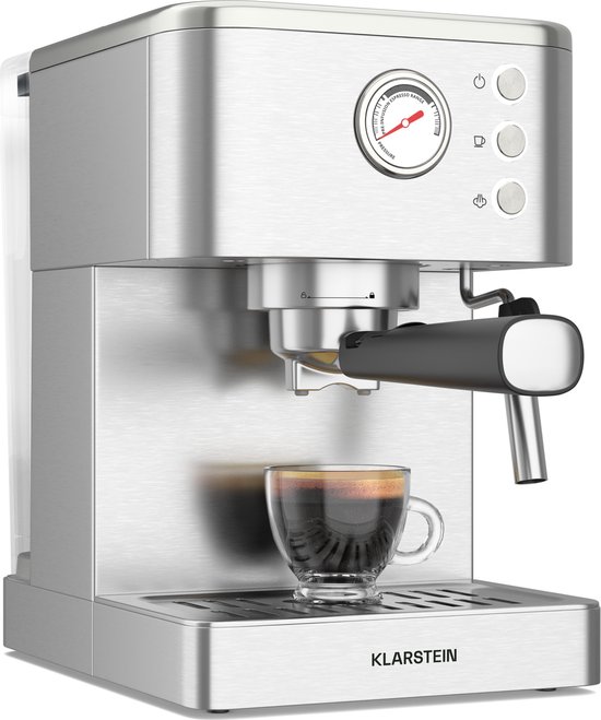 Compacte krachtpatser: SteelPresso portafiltermachine van Klarstein