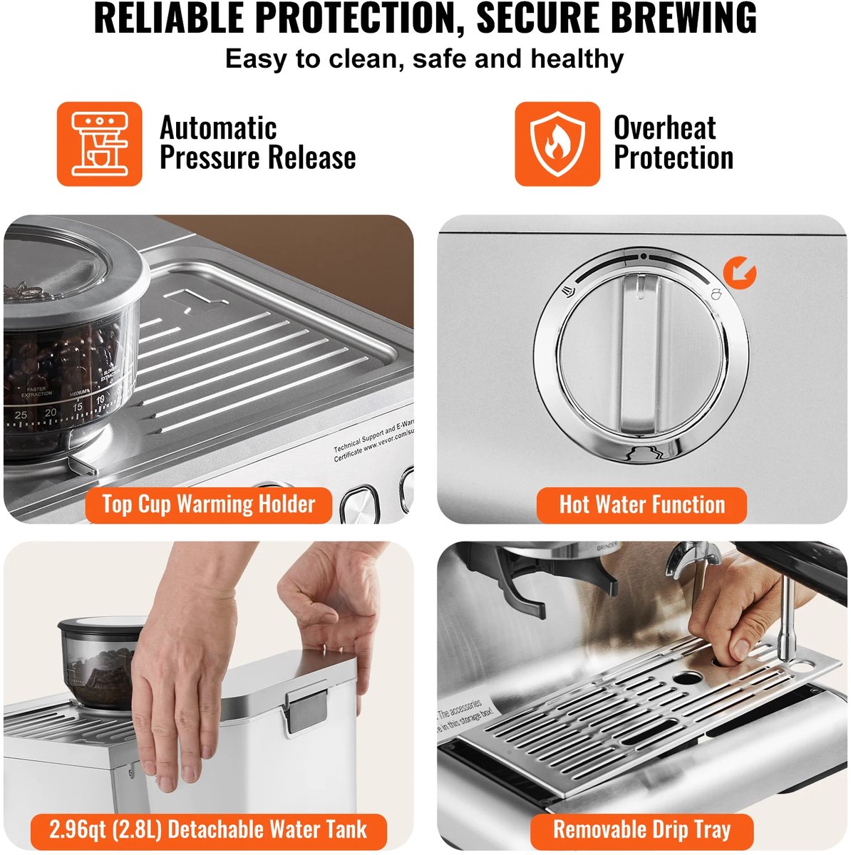 Wat vinden we goed aan de VirtuBuy Koffiemachine Espresso Halfautomatisch Met Molen