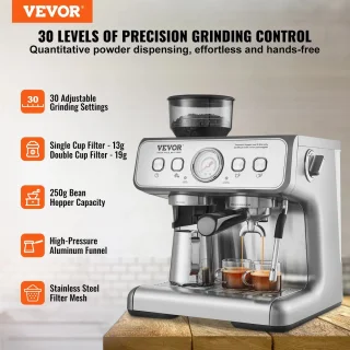 VirtuBuy Koffiemachine Espresso Halfautomatisch Met Molen