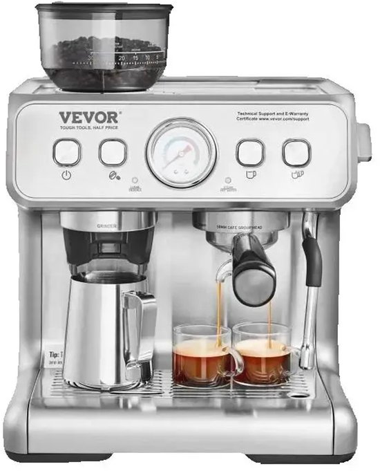 VirtuBuy Koffiemachine Espresso Halfautomatisch Met Molen review