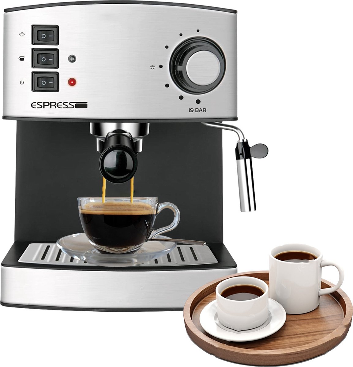 De Zilveren espressomachine in één oogopslag