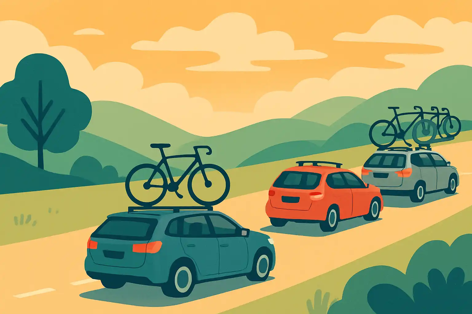 Hoe je een veilige en vloeiende groepsrit plant met meerdere auto's en fietsendragers
