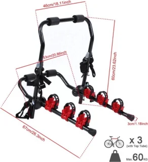 OxyFlowzy® - Fietsendrager - 3 Fietsen, Ook Elektrisch, Zonder Trekhaak - Draagkracht 60kg - Ideaal voor Achterklep Auto!
