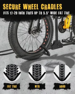 Fietsendrager voor 2 Fietsen met 180 lbs Capaciteit - Geschikt voor E-bikes, Fat Tire, Mountainbikes en Road Bikes - Opvouwbare en Kantelbare Fietsenrek voor Auto's en SUV's