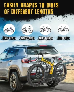 Fietsendrager voor 2 Fietsen met 180 lbs Capaciteit - Geschikt voor E-bikes, Fat Tire, Mountainbikes en Road Bikes - Opvouwbare en Kantelbare Fietsenrek voor Auto's en SUV's