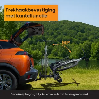 R2B Fietsendrager Auto - 2 (Elektrische) Fietsen - Inklapbaar én Kantelbaar - 60 KG Draagvermogen - 13 Polig - Fietsendrager electrische fietsen 2 - Fietsdrager voor op trekhaak - Bike Rack Car - Fietsenrek Auto