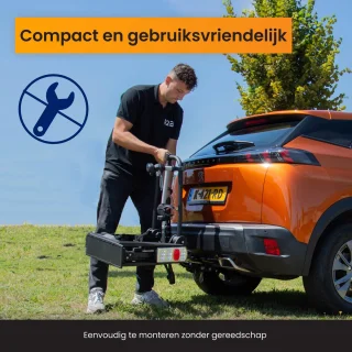 R2B Fietsendrager Auto - 2 (Elektrische) Fietsen - Inklapbaar én Kantelbaar - 60 KG Draagvermogen - 13 Polig - Fietsendrager electrische fietsen 2 - Fietsdrager voor op trekhaak - Bike Rack Car - Fietsenrek Auto