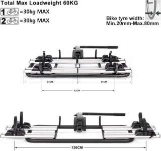 PolkaHome Fietsendrager electrische fietsen - 2 Fietsen - Fietsendrager trekhaak - Voor electische fietsen