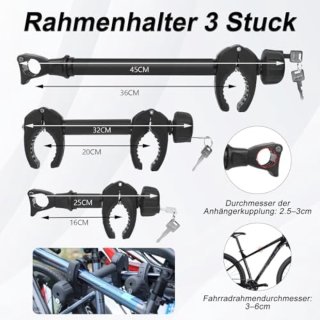 3x Universele Framehouder Fietsendrager voor Trekhaak 2,5-3 cm