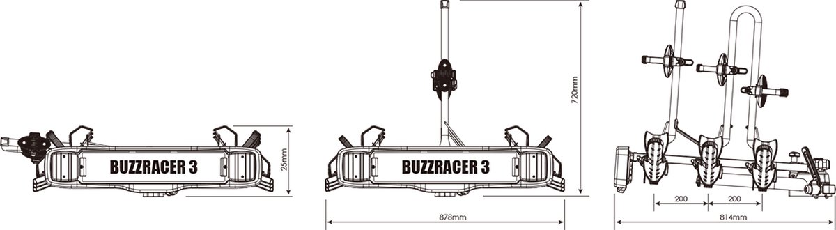 Buzzrack Buzzracer Fietsenrek 3 fietsen zwart