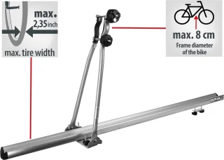 Dakfietsendrager aluminium voor 1 fiets op imperiaal - staande montage