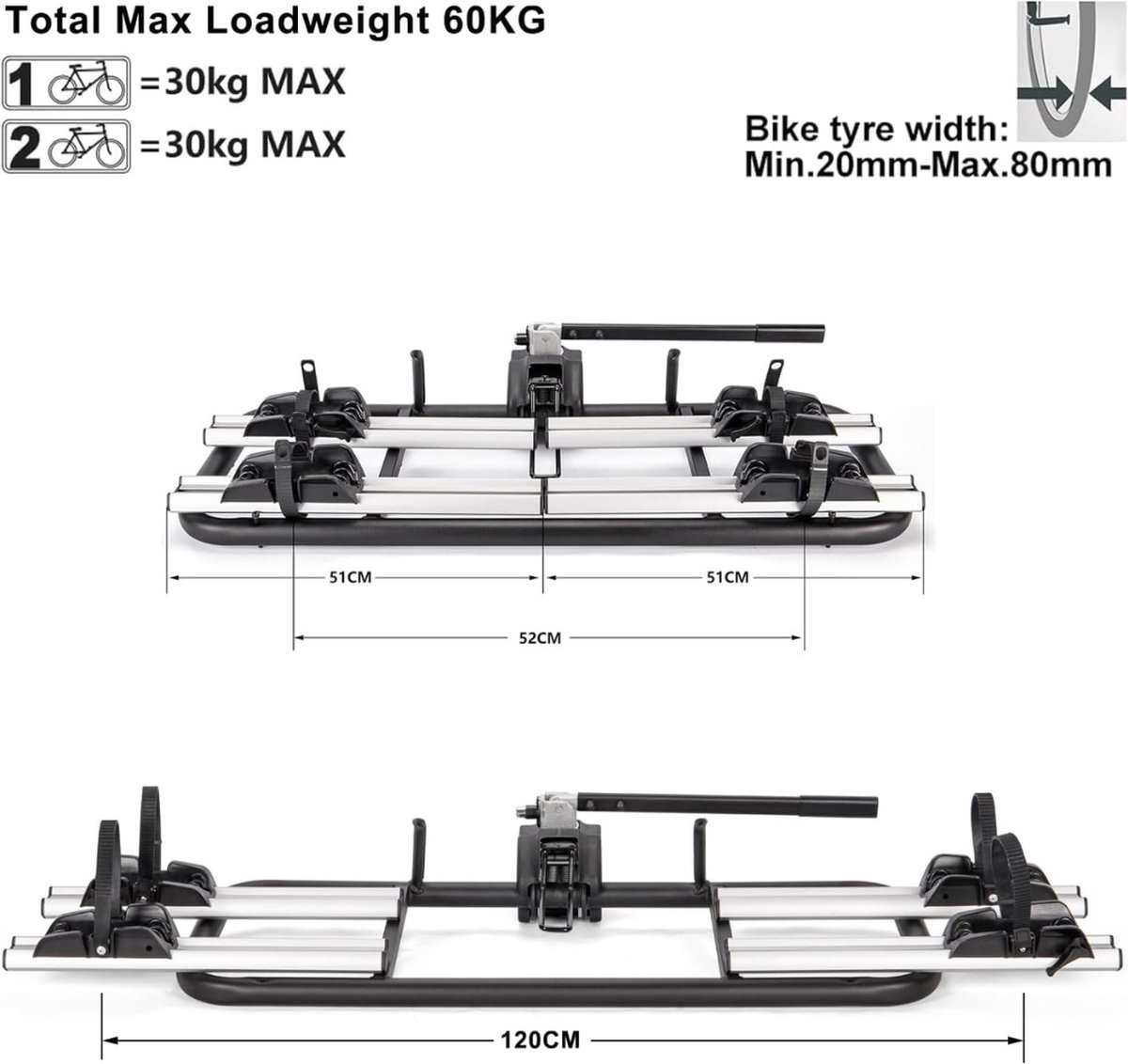 Lexium Fietsendrager 2 fietsen trekhaak elektrisch