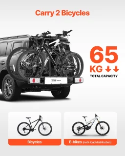 Wat vinden we goed aan de VEVOR Trekhaakfietsendrager voor 2 fietsen