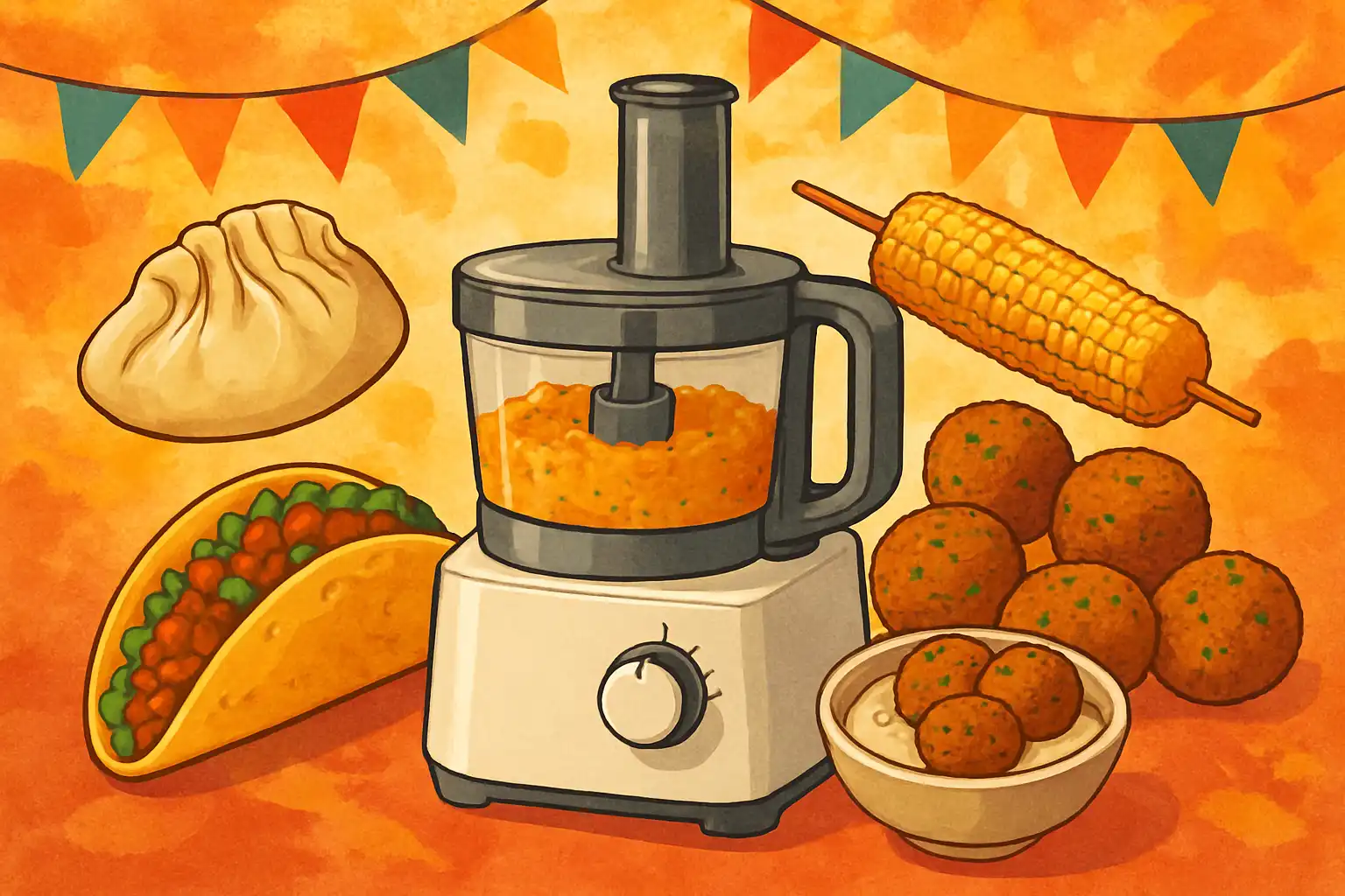 Streetfood fiesta in eigen keuken: van dumplingvulling tot falafel in één foodprocessor